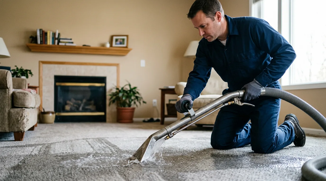 Water damage restoration technician working near Tarkio, MO